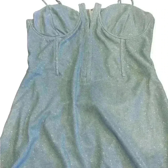ASOS Design Petite glitter corset Dress With Underwire Mini Cami Dress In Silver - Picture 3 of 10